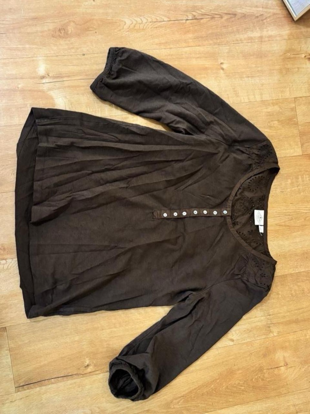 St. John's Bay Dark Brown Button Henley Tunic